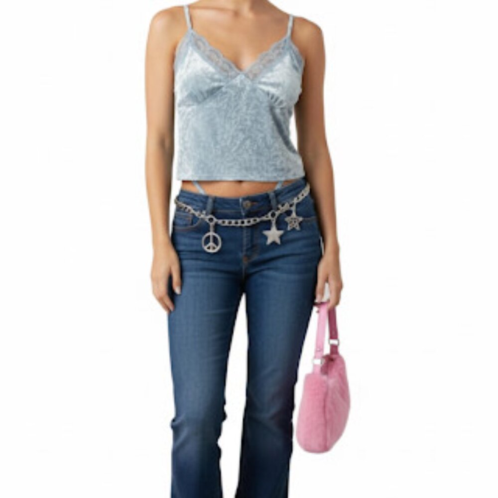 Crushed Velvet Babydoll Lace Cami Tank Top I Y2K Aesthetic Spaghetti Straps